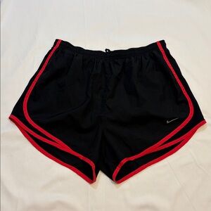 Black Nike Tempo Running Active Workout Gym Shorts with Cherry Red Trim, Medium